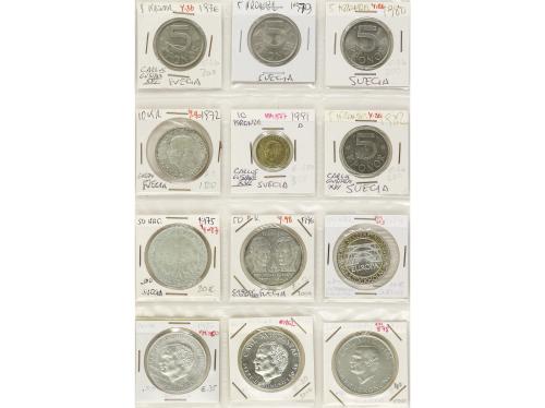 SUECIA. Lote 204 monedas. Siglo XIX-XX. AR, AE, Cuni, latón.