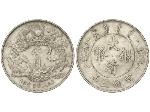 CHINA. 1 Dollar. Año 3 (1911). EMPIRE. Encapsulada por NGC A