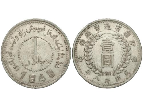 CHINA. 1 Dollar (Yuan). 1949. SINKIANG. Encapsulada por NGC 