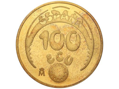 EMISIONES EN ECU. 100 Ecu. 1989. 34,51 grs. AU (900). Carlos