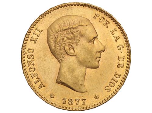ALFONSO XII. 25 Pesetas. 1877 (*18-77). D.E.-M. 8,03 grs. AU