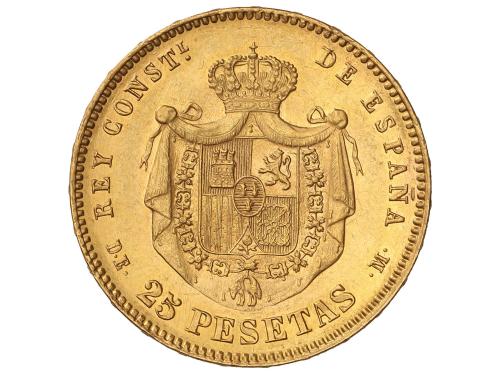 ALFONSO XII. 25 Pesetas. 1877 (*18-77). D.E.-M. 8,03 grs. AU
