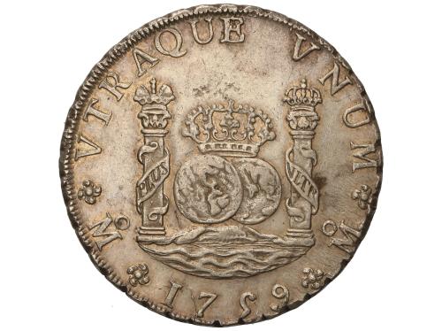FERNANDO VI. 8 Reales. 1759. MÉXICO. M.M. 27,03 grs. Columna