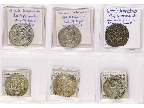 EMIRATO. Lote 17 monedas Dirhem. ABDERRAHMAN II. AL-ANDALUS.