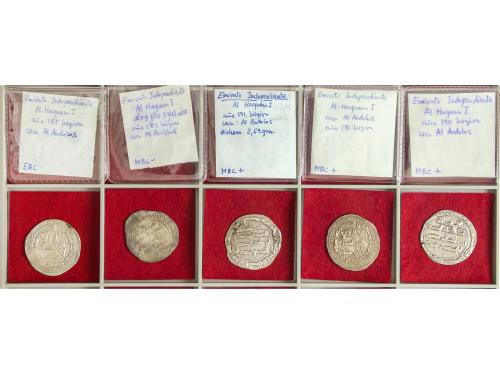 EMIRATO. Lote 5 monedas Dirhem. 185, 189, 190, 191 H. AL HAQ