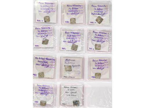 NAZARÍES. Lote 35 monedas con valores de 1/4, 1/2, 1 Dirham 