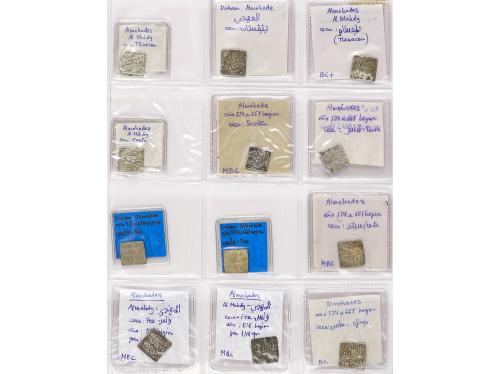 ALMOHADES. Lote 52 monedas Dirham. DIVERSIDAD DE CECAS y SIN