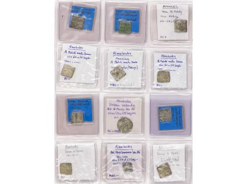 ALMOHADES. Lote 52 monedas Dirham. DIVERSIDAD DE CECAS y SIN
