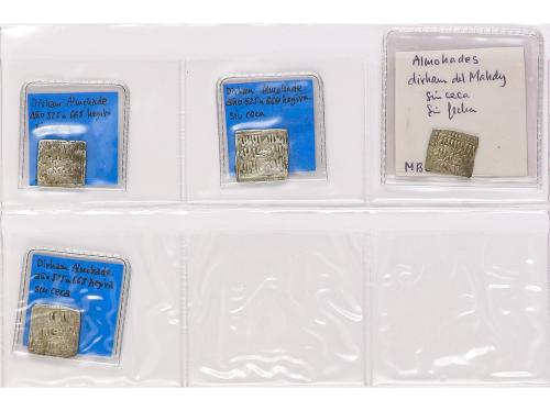 ALMOHADES. Lote 52 monedas Dirham. DIVERSIDAD DE CECAS y SIN