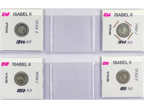 ISABEL II. Lote 16 monedas 1 Real. 1844 a 1864. SEVILLA. Tod