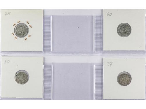 ISABEL II. Lote 16 monedas 1 Real. 1844 a 1864. SEVILLA. Tod