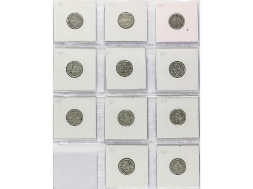 ISABEL II. Lote 11 monedas 2 Reales. 1850 a 1864. SEVILLA. T