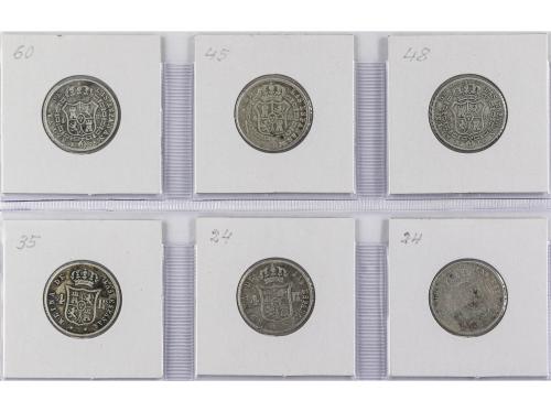 ISABEL II. Lote 6 monedas 4 Reales. 1842 a 1861. BARCELONA. 