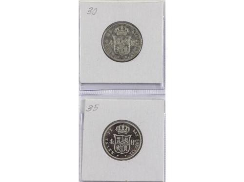 ISABEL II. Lote 14 monedas 4 Reales. 1835 a 1864. MADRID. To