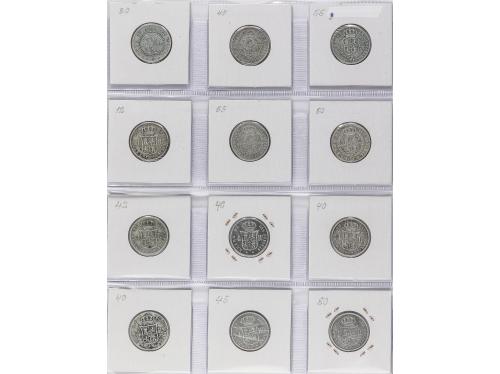 ISABEL II. Lote 14 monedas 4 Reales. 1837 a 1868. SEVILLA. T