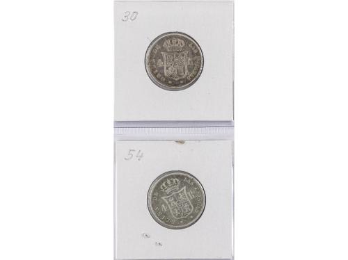 ISABEL II. Lote 14 monedas 4 Reales. 1837 a 1868. SEVILLA. T