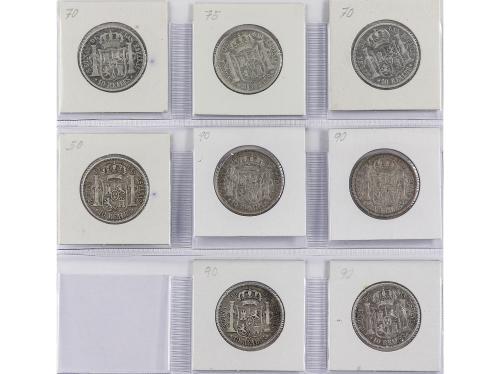 ISABEL II. Lote 8 monedas 10 Reales. 1851 a 1863. MADRID. To