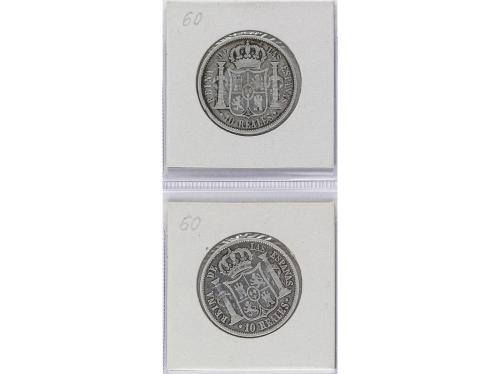 ISABEL II. Lote 2 monedas 10 Reales. 1853 y 1854. SEVILLA. 1