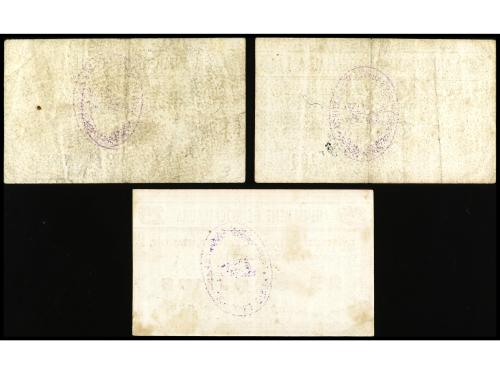 CATALUNYA. Lote 3 billetes 25, 50 Cèntims y 1 Pesseta. Setem