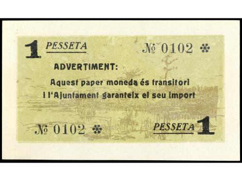 CATALUNYA. 1 Pesseta. 15 Maig 1937. C.M. de PALAU SACOSTA. A