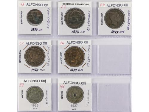 LOTES CENTENARIO. Lote 26 monedas 1 Céntimo a 1 Peseta. 1870