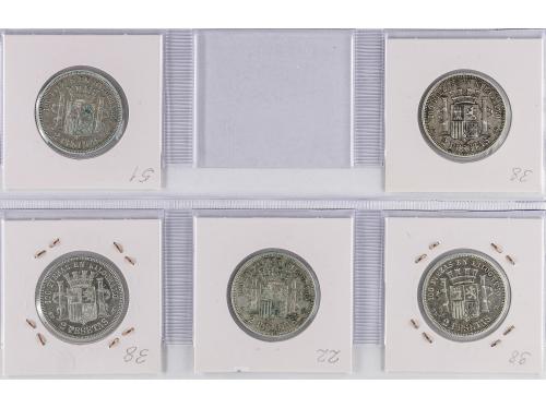 GOB. PROVISIONAL y I REPÚBLICA. Lote 5 monedas 2 Pesetas. 18