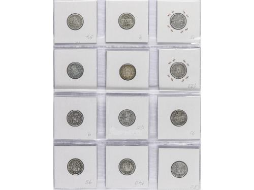 LOTES CENTENARIO. Lote 14 monedas 50 Céntimos. 1869 a 1926. 