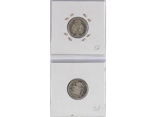 LOTES CENTENARIO. Lote 14 monedas 50 Céntimos. 1869 a 1926. 