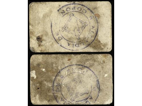 CATALUNYA. Lote 2 billetes 50 Cèntims y 1 Pesseta. Aj. de CO