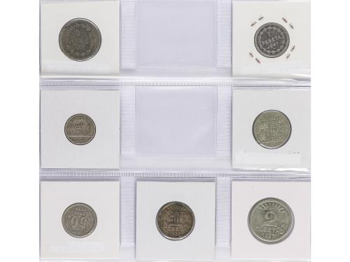 EMISIONES LOCALES GUERRA CIVIL. Lote 7 monedas 50 Céntimos a