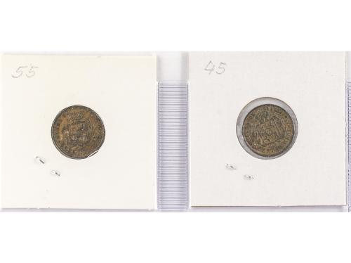 ISABEL II. Lote 2 monedas 5 Céntimos de Real. 1863 y 1864. S