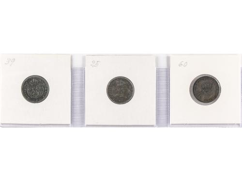 ISABEL II. Lote 3 monedas 1 Décima de Real. 1850, 52 y 53. S