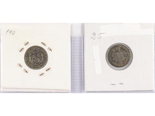 ISABEL II. Lote 2 monedas 5 Céntimos de Real. 1856 y 1857. S