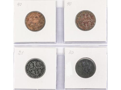 ISABEL II. Lote 4 monedas 4 Maravedís. 1837 a 1850. JUBIA. T