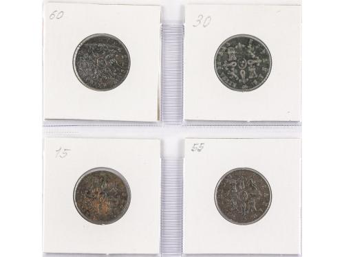 ISABEL II. Lote 4 monedas 4 Maravedís. 1837 a 1846. SEGOVIA.