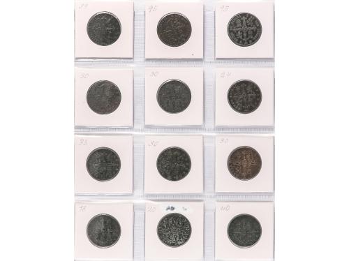 ISABEL II. Lote 14 monedas 8 Maravedís. 1835 a 1848. SEGOVIA