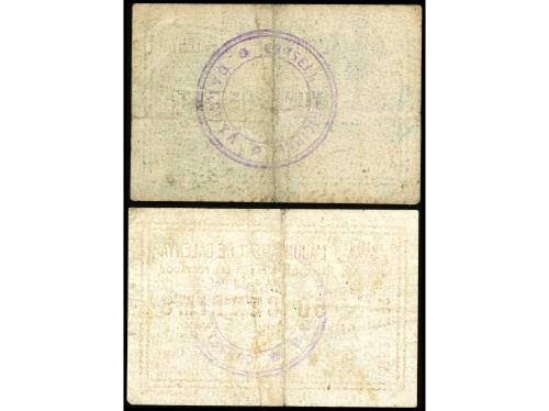 CATALUNYA. Lote 2 billetes 50 Cèntims y 1 Pesseta. Aj. de BA
