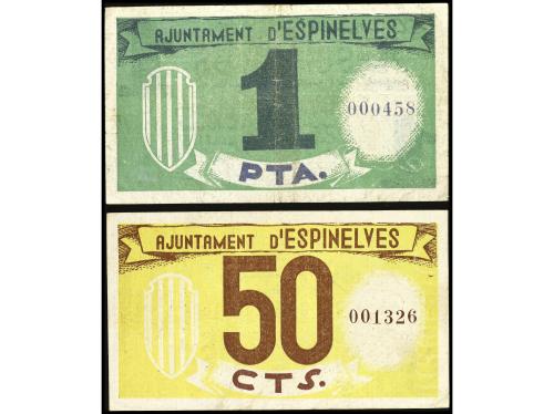 CATALUNYA. Lote 2 billetes 50 Cèntims y 1 Pesseta. 2 Juliol 