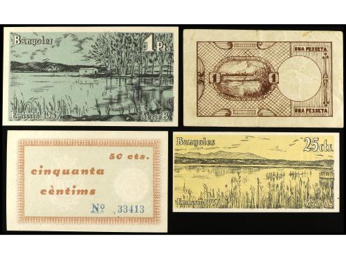 CATALUNYA. Lote 4 billetes 25 y 50 Cèntims y 1 Pesseta (2). 