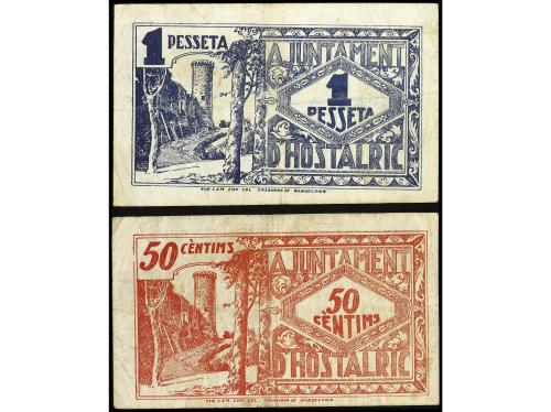 CATALUNYA. Lote 2 billetes 50 Cèntims y 1 Pesseta. Juny 1937