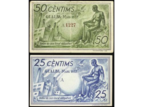 CATALUNYA. Lote 2 billetes 25 y 50 Cèntims. Maig 1937. Aj. d