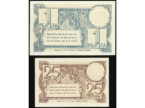 CATALUNYA. Lote 2 billetes 25 Cèntims y 1 Pesseta. Maig 1937