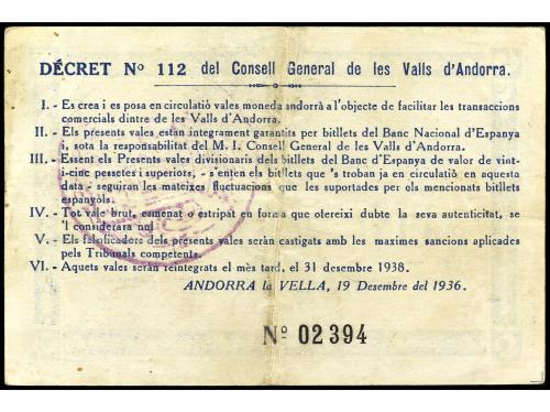 EMISIONES DE ULTRAMAR I ANDORRA. 5 Pessetes. 19 Desembre 193