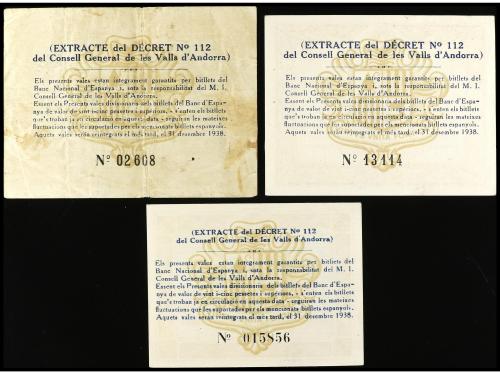 EMISIONES DE ULTRAMAR I ANDORRA. Lote 3 billetes 50 Cèntims 