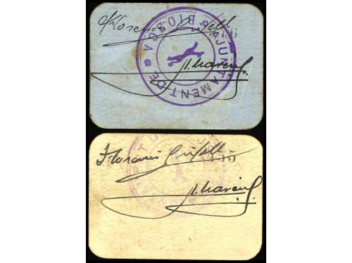 CATALUNYA. Lote 2 billetes 50 Cèntims y 1 Pesseta. 1 Juliol 