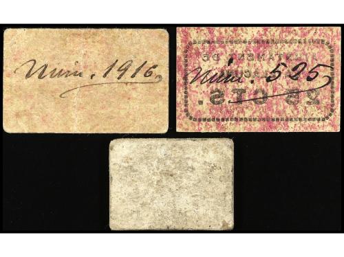 CATALUNYA. Lote 3 billetes 25, 50 Cèntims y 1 Pesseta. Aj. d