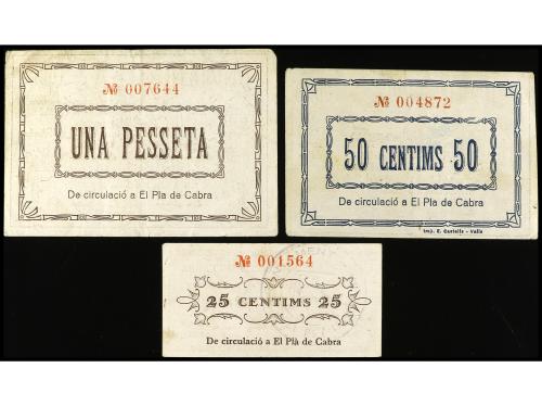 CATALUNYA. Lote 3 billetes 25, y 50 Cèntims y 1 Pesseta. Set