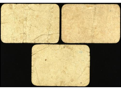 CATALUNYA. Lote 3 billetes 25, 50 Cèntims y 1 Pesseta. 1937.