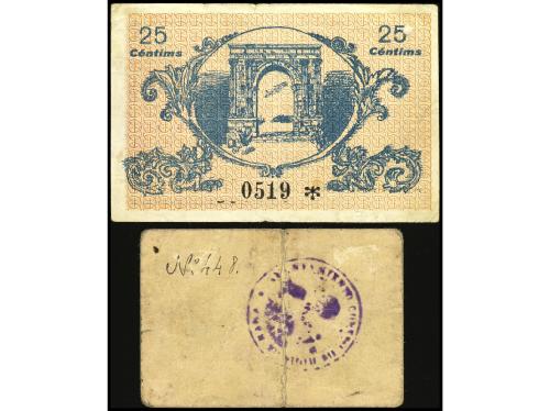 CATALUNYA. Lote 2 billetes 25 Cèntims y 1 Pesseta. Aj. de RO