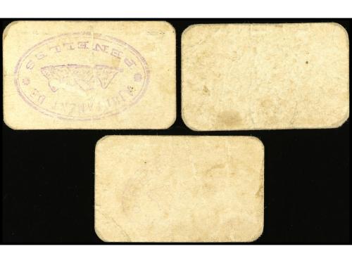 CATALUNYA. Lote 3 billetes 25, 50 Cèntims y 1 Pesseta. Aj. d